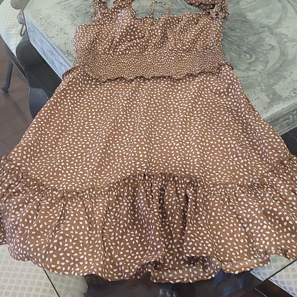 𝅺womens Summer Ruffle Sleeve Sweetheart Neckline Printing Dress Mini Dress - Picture 5 of 12